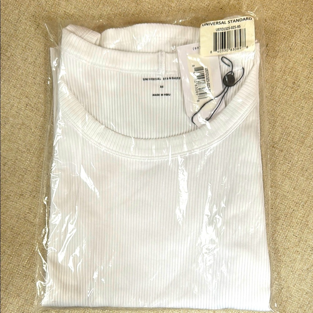 Universal Standard XS Classic White Ribbed Tank